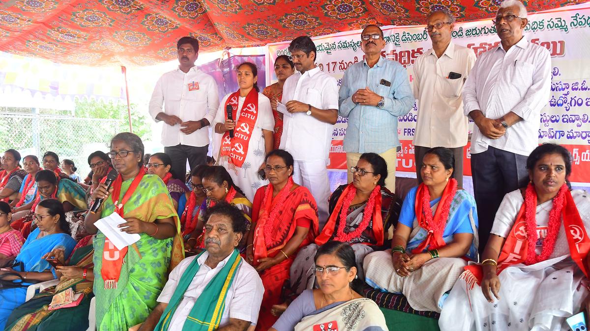 Anganwadi workers and helpers go on indefinite fast in Andhra Pradesh